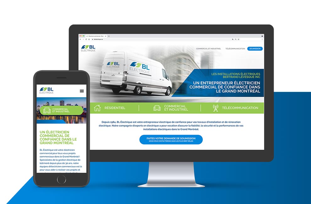 Conception et intégration du site web pour BL électrique