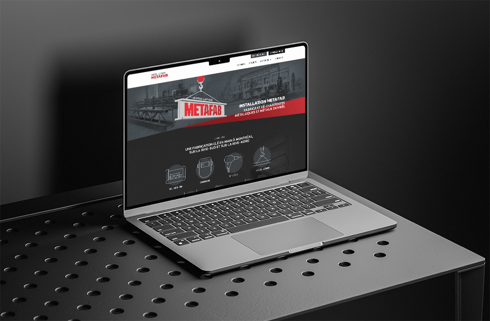 Conception graphique, rédaction web, intégration et hébergement du site web de Metafab